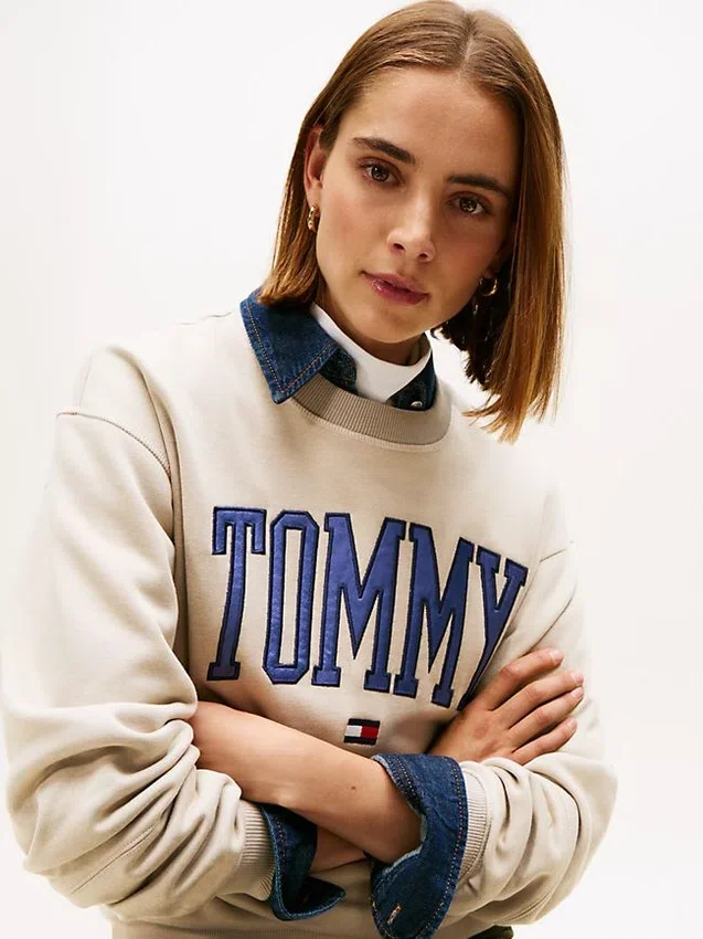 Camisola de gola redonda com logótipo Varsity Tommy Camisola de gola redonda com logótipo Varsity Tommy