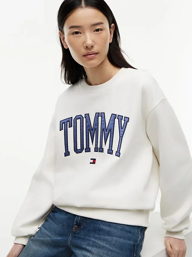 Camisola de gola redonda com logótipo Varsity Tommy Camisola de gola redonda com logótipo Varsity Tommy