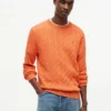 Camisola de gola redonda com malha trançada Camisola de gola redonda com malha trançada