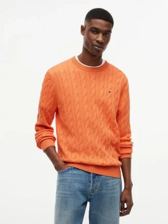 Camisola de gola redonda com malha trançada