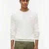 Camisola de gola redonda com malha trançada Camisola de gola redonda com malha trançada