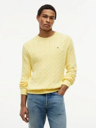 Camisola de gola redonda com malha trançada