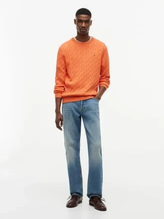Camisola de gola redonda com malha trançada