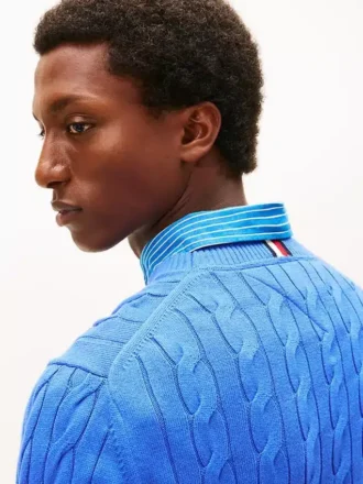 Camisola de gola redonda com malha trançada