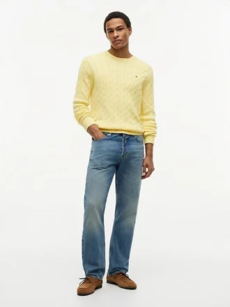 Camisola de gola redonda com malha trançada