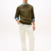 Camisola de gola redonda com malha trançada Camisola de gola redonda com malha trançada