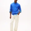 Camisola de gola redonda com malha trançada Camisola de gola redonda com malha trançada