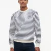 Camisola de gola redonda em felpo às riscas Camisola de gola redonda em felpo às riscas