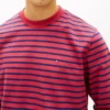 Camisola de gola redonda em felpo às riscas Camisola de gola redonda em felpo às riscas