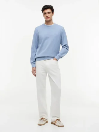 Camisola de gola redonda tingida na peça