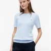 Camisola de malha com tranças de manga curta Camisola de malha com tranças de manga curta