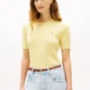Camisola de malha com tranças de manga curta Camisola de malha com tranças de manga curta