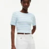 Camisola de malha com tranças de manga curta Camisola de malha com tranças de manga curta