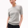 Camisola de malha com tranças de manga curta Camisola de malha com tranças de manga curta