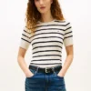 Camisola de malha com tranças de manga curta Camisola de malha com tranças de manga curta