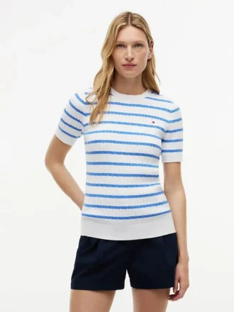 Camisola de malha com tranças de manga curta