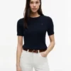 Camisola de malha com tranças de manga curta Camisola de malha com tranças de manga curta