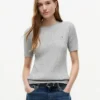 Camisola de malha com tranças de manga curta Camisola de malha com tranças de manga curta