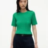 Camisola de malha com tranças de manga curta Camisola de malha com tranças de manga curta