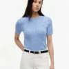 Camisola de malha com tranças de manga curta Camisola de malha com tranças de manga curta