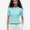 Camisola de malha com tranças de manga curta Camisola de malha com tranças de manga curta