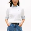 Camisola de malha com tranças de manga curta Camisola de malha com tranças de manga curta