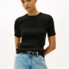 Camisola de malha com tranças de manga curta Camisola de malha com tranças de manga curta