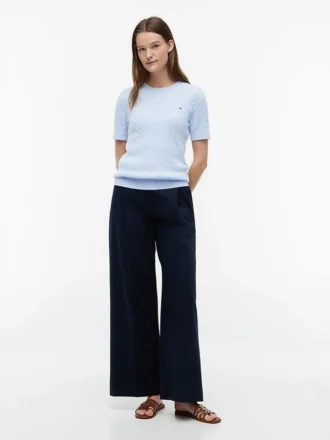 Camisola de malha com tranças de manga curta
