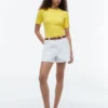 Camisola de malha com tranças de manga curta Camisola de malha com tranças de manga curta