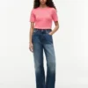 Camisola de malha com tranças de manga curta Camisola de malha com tranças de manga curta