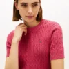 Camisola de malha com tranças de manga curta Camisola de malha com tranças de manga curta