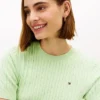 Camisola de malha com tranças de manga curta Camisola de malha com tranças de manga curta