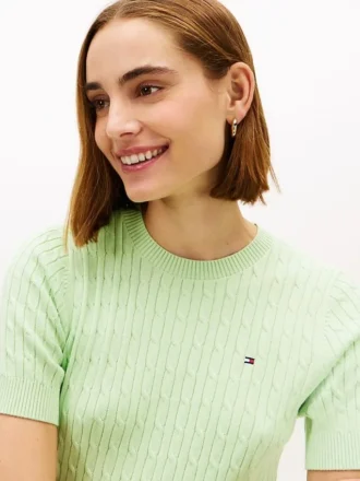 Camisola de malha com tranças de manga curta