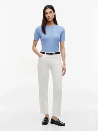 Camisola de malha com tranças de manga curta