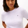 Camisola de malha com tranças de manga curta Camisola de malha com tranças de manga curta
