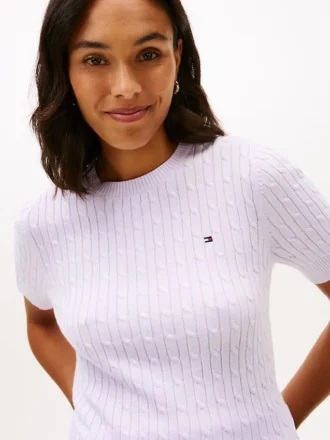 Camisola de malha com tranças de manga curta
