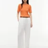 Camisola de malha com tranças de manga curta Camisola de malha com tranças de manga curta