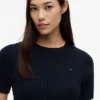 Camisola de malha com tranças de manga curta Camisola de malha com tranças de manga curta