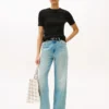 Camisola de malha com tranças de manga curta Camisola de malha com tranças de manga curta