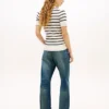 Camisola de malha com tranças de manga curta Camisola de malha com tranças de manga curta