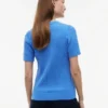 Camisola de malha com tranças de manga curta Camisola de malha com tranças de manga curta