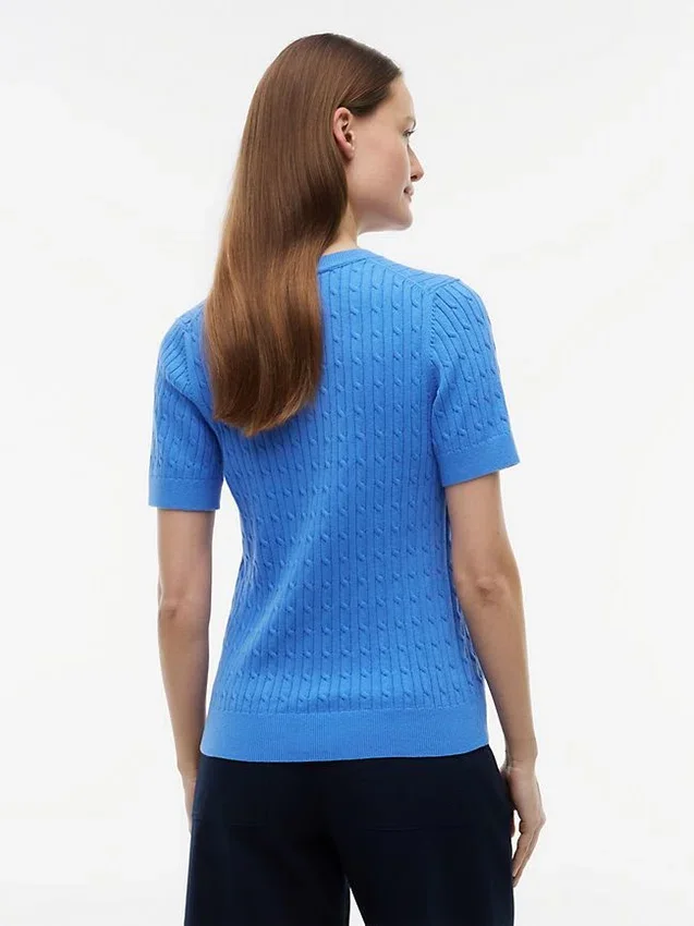 Camisola de malha com tranças de manga curta Camisola de malha com tranças de manga curta