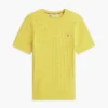 Camisola de malha com tranças de manga curta Camisola de malha com tranças de manga curta