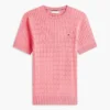 Camisola de malha com tranças de manga curta Camisola de malha com tranças de manga curta