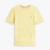 Camisola de malha com tranças de manga curta Camisola de malha com tranças de manga curta