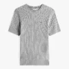 Camisola de malha com tranças de manga curta Camisola de malha com tranças de manga curta
