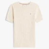 Camisola de malha com tranças de manga curta Camisola de malha com tranças de manga curta