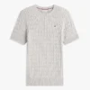 Camisola de malha com tranças de manga curta Camisola de malha com tranças de manga curta