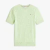 Camisola de malha com tranças de manga curta Camisola de malha com tranças de manga curta