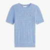 Camisola de malha com tranças de manga curta Camisola de malha com tranças de manga curta